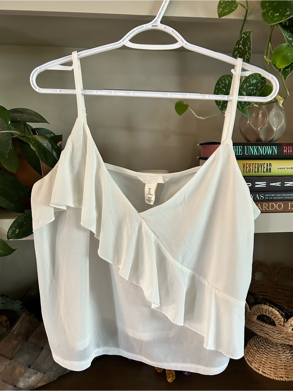 H&M Cream Ruffle Wrap-Front Spaghetti Strap Camisole